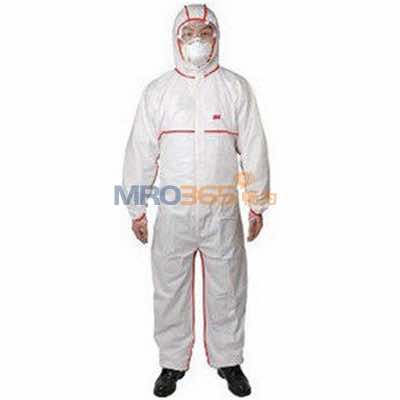 3M 4565白色带帽红色胶条连体防护服
